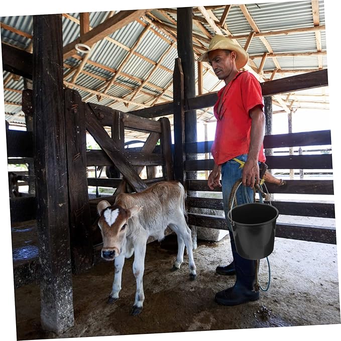 Portable Plastic Feed Bucket with Handle Durable Calf Feeding Container for Farm Home Kitchen Multipurpose Utility Bucket for Water Ice Milk More