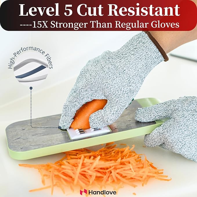 HandLove Cut Resistant Gloves, 100% Food Contact Safe, CE Level 5 Premium Protective Cutting Gloves