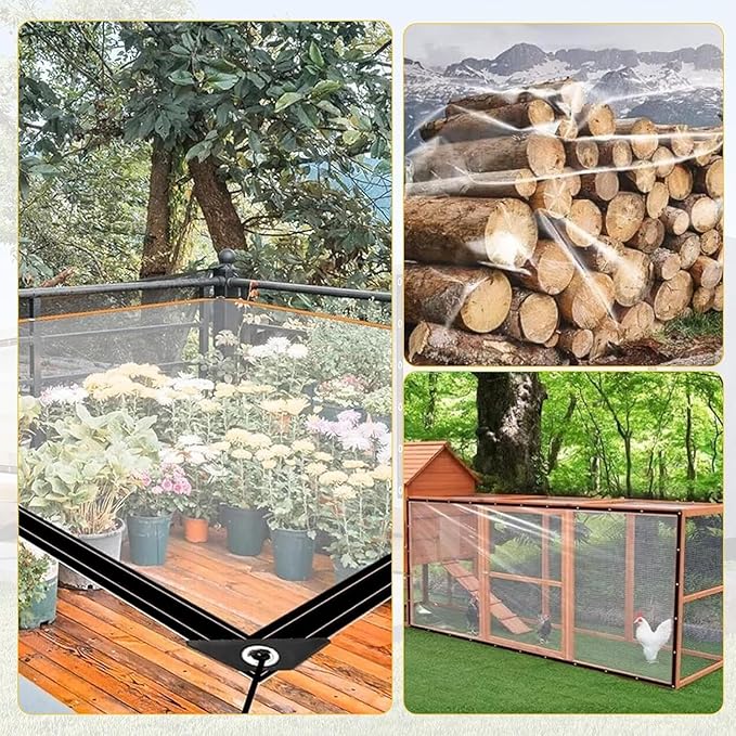 6.6x13ft Chicken Coop Cover for Winter,Chicken Coop Tarp with Elastic Cords & Rope,Waterproof Windproof Winterizing Insulation for Chicken Run,Porch Patio Poultry Enclosure