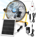 Sumind 12 Inch Solar Powered Fan 15000mah 20w Portable Ventilador Rechargeable Camping Fan Battery Powered with Panel and Light for Outside, Home, Travel, Chicken Coop, Shed, Greenhouse