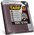 TICONN Heavy Duty Tarp Cover, Extra Thick Tarps Waterproof Tear and Rip Proof UV Resistant Tarpaulin with Reinforced Grommets and Edges (10 Mil, 12'x16')