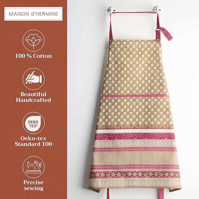 Maison d' Hermine 100% Cotton Apron for women with Pocket Kitchen Chef Apron for Men Cooking Easter Decorations