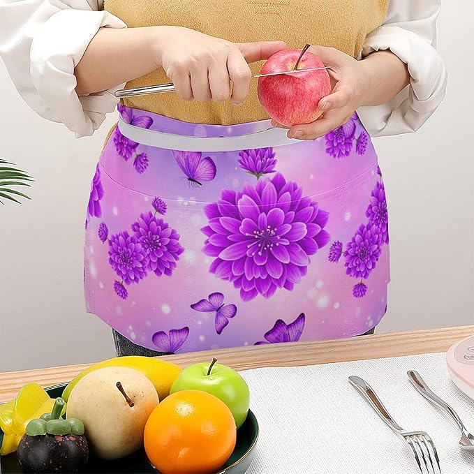 Half Apron with 3 Pockets Chef Cooking Kitchen Restaurant Aprons for Women Men