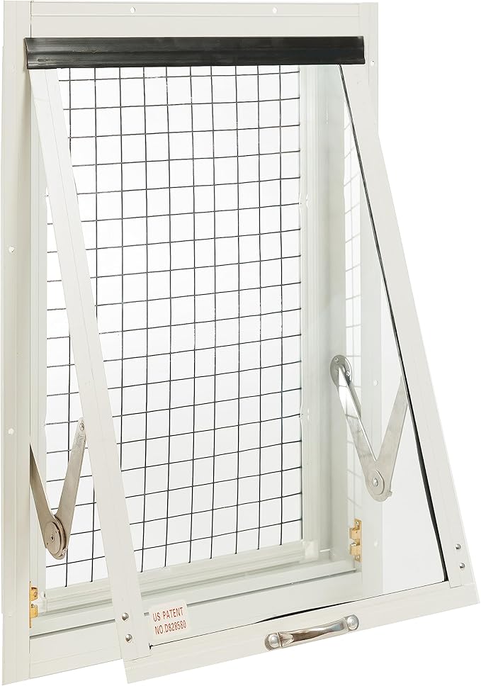 Chicken Coop Window 14" W x 21" H, Flush Mount Tilt Out Black for Chicken Coops, Sheds, and Playhouses 1 PK (WCC1421BLK-BX1)