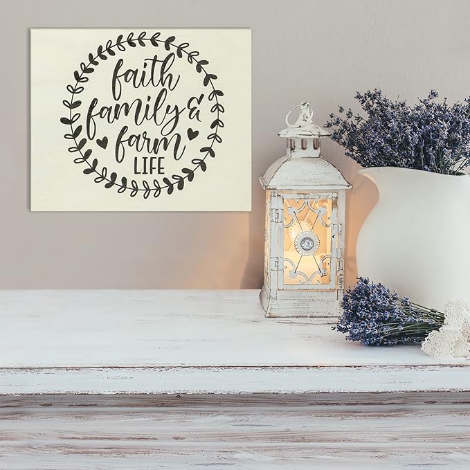 JennyGems Faith Family Farm Life Wooden Sign, Barn Decor, Rustic Farmhouse Decor Wall Hanging, Christian Farm Life, Made in USA