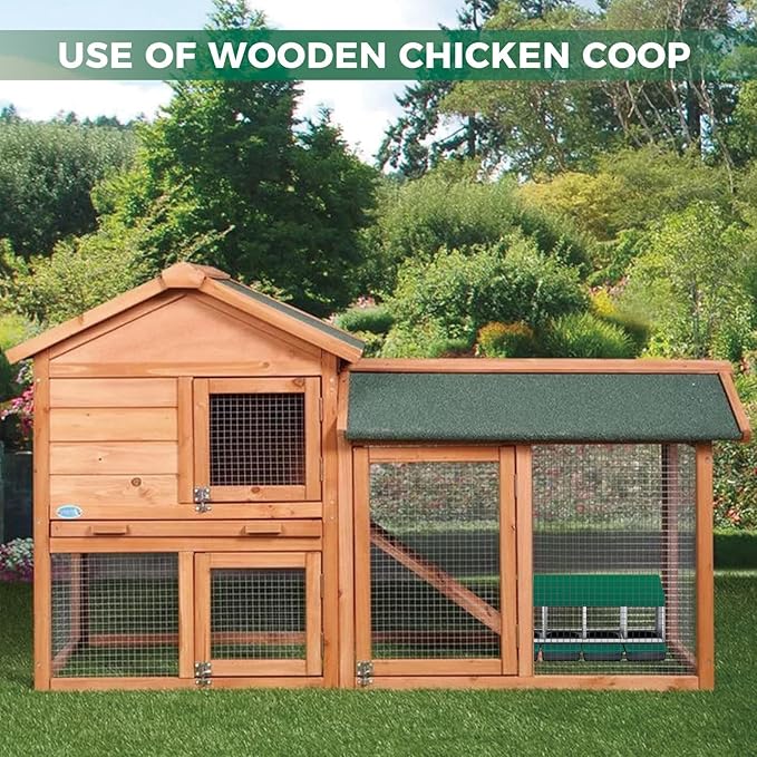 Garvee Chicken Nesting Boxes, 4 Hole Roll-Away Nesting Boxes for Chickens Coop with Perch, Hens, Ducks & Other Poultry,Egg Laying Box with Lid Cover to Protect Eggs,Easy to Assemble