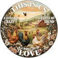 Round Vintage Chicken Metal Sign This Is Us A Little Bit Of Crazy A Little Bit Loud Chicken Coop Sign Home Kitchen Coffee Wall Decor Art Poster 8 Inch