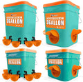 Automatic Chicken Feeder and Waterer Set(4 Buckets/2-3 gallons), Chicken Bucket Feeder Ports & Cup Waterer No Waste, Rain Proof Poultry Feeder, Avoid Small Animals, Suitable for Chicken, Duck, Turkey