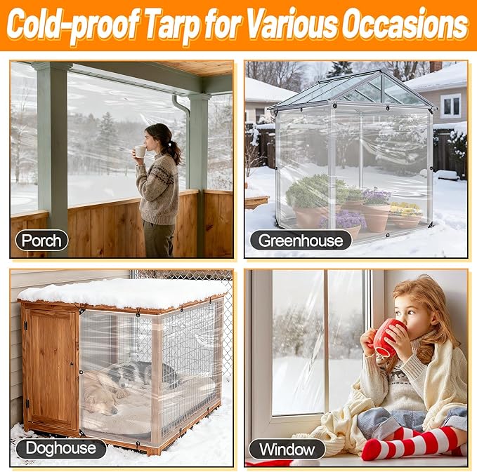 2pcs 4x7ft Chicken Coop Covers Accessories for Winter - Easy to Install Waterproof Chicken Run Tarp with Elastic Cords & Ropes