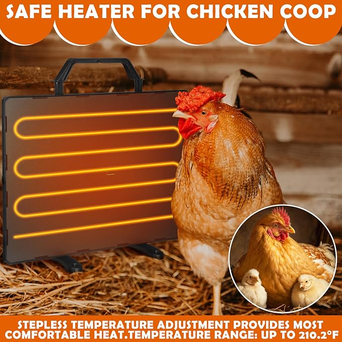 Chicken Coop Heater for Winter 15.7x11.8 Inch 160W Radiant Heat Panel Fire Proof Adjustable Temp Brooder Heat Plate for Chicken Kitten Puppy Pets Animals