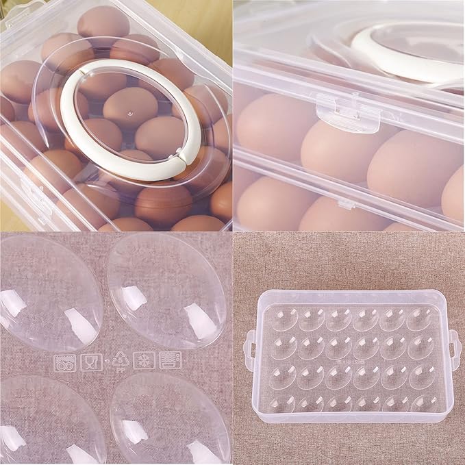 Anyumocz 72 Eggs Holder,3-Layer Deviled Egg Tray with Lid,Egg Containers for Deviled Egg,Egg Carrier Box Dispenser Container with Handle for Refrigerator