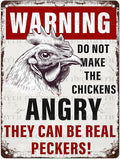 Chicken Coop Vintage Metal Tin Sign Warning Do Not Make The Chickens Angry Funny Outdoor Sign for Farm Wall Decor 12 * 16inch