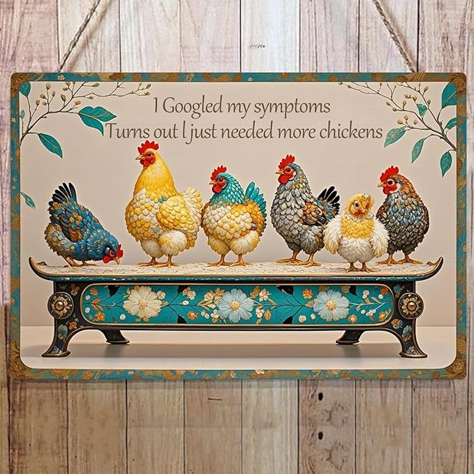 Chicken Metal Tin Sign Vintage Retro Poster Wall Art Chicken Decoration for Chicken Coops Farms Yard Home Bar Cafe Garage or Office - Thoughtful Chicken Gift Idea