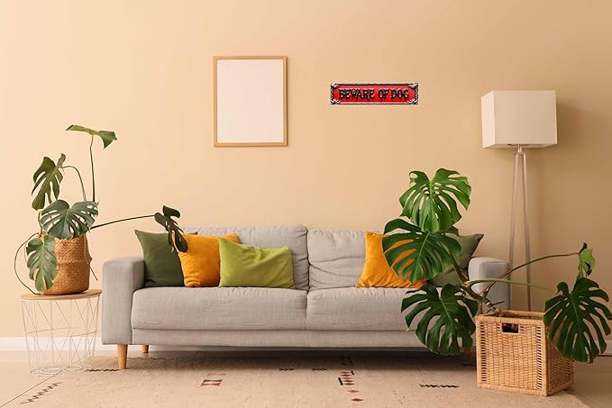 Vintage Warning Tin Beware Of Dog Retro Metal Sign Suitable For Home Street Shop Garage Bar Farm Garden - Multi-Purpose For Indoor/Outdoor Use Plaque 4x16 Inch