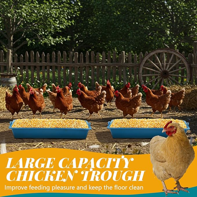 Maxdot 6 Pack Chicken Feeder Trough Removable Plastic Poultry Feeding Equipment Bucket for Chick Quail Duck Pigeons Removable Hanging Chicken Feed Trough, 16.5" Length