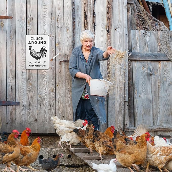 Chicken Coop Signs, Funny Chicken Signs, Metal Garden Signs for Home Farm Farmhouse Kitchen Garden Decor, Vintage Chicken Coop Accessories Gifts for Hen Rooster Lovers