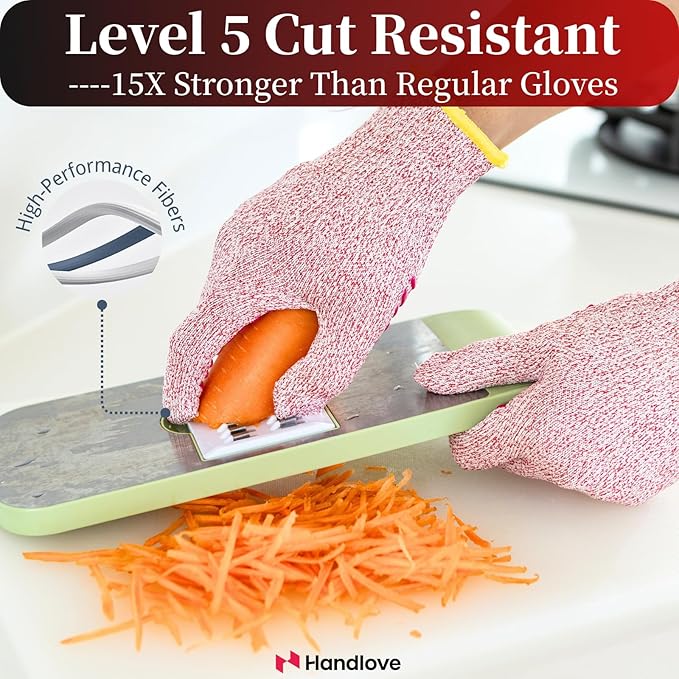 HandLove Cut Resistant Gloves, 100% Food Contact Safe, CE Level 5 Premium Protective Cutting Gloves