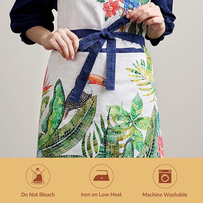Maison d' Hermine 100% Cotton Apron for women with Pocket Kitchen Chef Apron for Men Cooking Easter Decorations