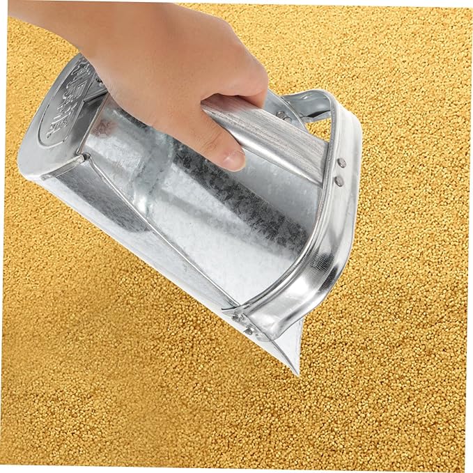 BESPORTBLE Large Stainless Steel Feeding Shovel for Livestock Sturdy Multi-use Feed Scoop Enclosed Handle for Farm Feeding and PET Fodder Distribution