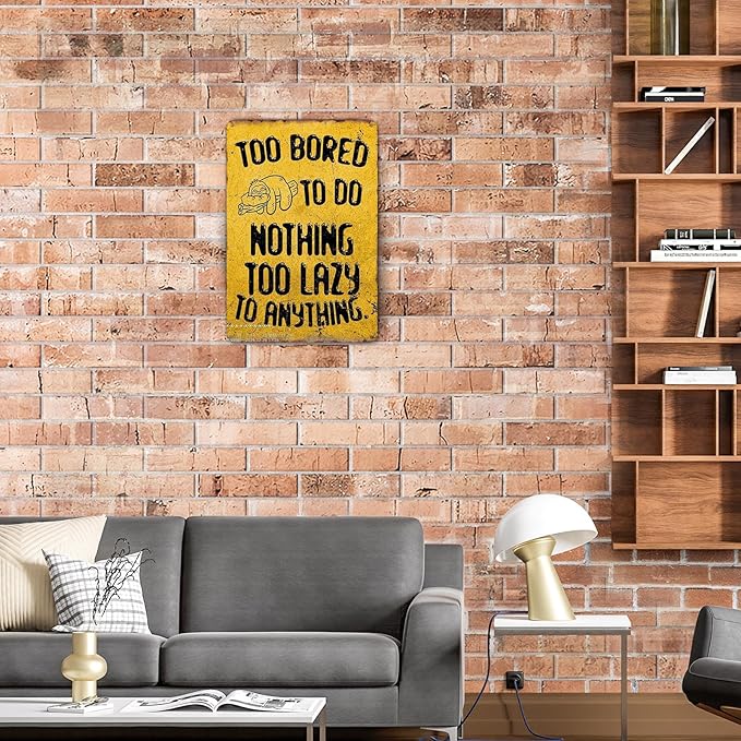 Sloth Animal Lazy To Anything Metal Sign Too Bored To Do Nothing Tin Sign Cute For Home Office Bedrome Bar Cafe Club Wall Decor Hanging Painting 12 X 8 Inch
