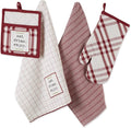 DII Home Sweet Farmhouse Kitchen Collection, Potholder/Oven Mitt/Dishtowel Set, Barn Red, 4 Count