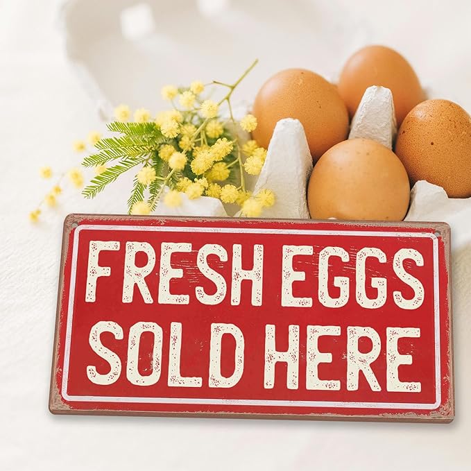 Farm Fresh Eggs Sign Chicken Coop Signs Eggs for Sale Signs for Outside Farmers Market Decor Farm Stand Sign Fresh Eggs Sold Here Sign 6x12 Inches