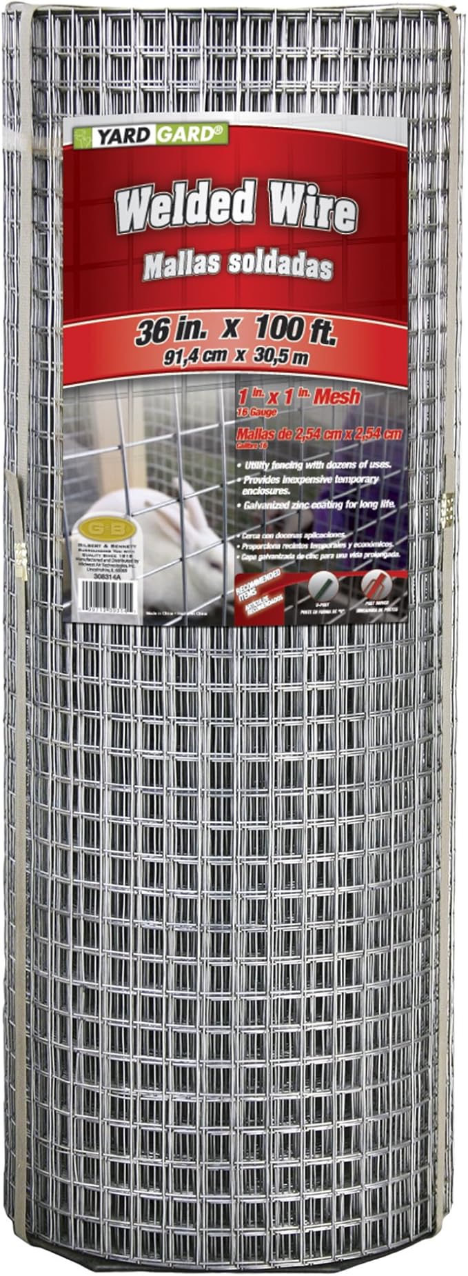 YARDGARD – 1 Inch Mesh Welded Wire Fence – 36 Inches by 100 Feet – 16 Gauge Galvanized Steel – for Garden Protection | Animal Enclosures | Property Fencing