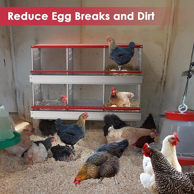 Chicken Nesting Boxes, 6 Hole Nesting Box for Chickens with Easy Egg Collection Roll Away Heavy Duty Chicken Coop Laying Box for Hens