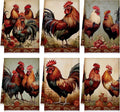Bencailor 6 Pcs Farmhouse Kitchen Towels Chicken Rooster Kitchen Decor Farm Animal Hand Towels for Cooking Baking Housewarming Gift,15.75 x 23.62 inch(Rust Red,Retro Rooster)