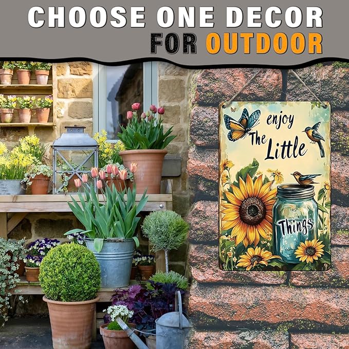 Flowers Vintage Tin Sig Flowers Metal Tin Sig Retro Sign for Home Bar Office Outdoor Wall Decor 8x12inch