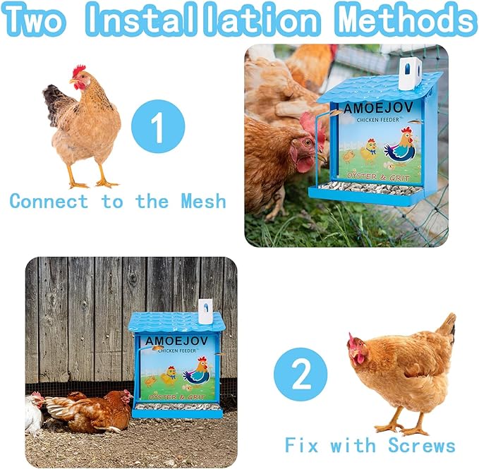 Chicken Grit and Oyster Shell Feeder for Hens,Metal Automatic Chicken Feeder,Chicken coop Accessories, Suitable for Quail, Pigeons, Doves, Chicks, and Adult Chickens