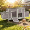 Aivituvin Chicken Coop with Two Nesting Boxes Large Wooden Hen House Outdoor Weatherproof Rabbit Hutch Duck Cage (AIR69)