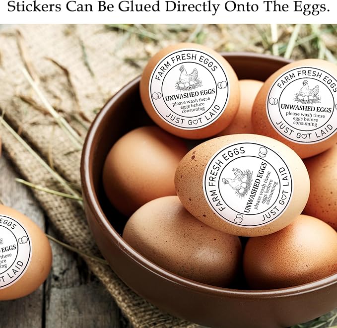 Louise Maelys 2Inch Eggs Stickers 500Pcs Farm Fresh Egg Stickers,Unwashed Eggs Labels Perfect for Small Businesses and Farm Farmers Markets