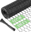 Chicken Wire 13.7 in x 590.5 in Poultry Wire Netting Hexagonal Galvanized Mesh Garden Fence Barrier for Pet Rabbit Chicken Fencing with 100 Pcs Cable Zip Ties(PVC-Coated)