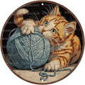 Vintage Orange Tabby Round Metal Sign Retro Yarn Ball Tin Sign Nostalgic Cat Lovers Wall Decor Decorations for Home Bedroom Living Room Cafe Bar Bathroom Shop 12 * 12 In