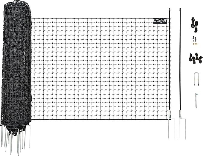 RentACoop Non-Electric Black Boundary Fence 48" x100' - Suitable for Chickens or Other Animals