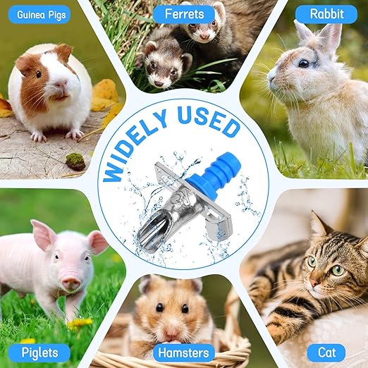 Automatic Rabbit Watering System,Rabbit Waterer Kits-Includes 66 ft 5/16’’Hose,30 PCS Drinking Nipple,Hole Opener,Barb Fittings to G1/2’’Thread Connectors,T-Fittings,Springs,Gaskets