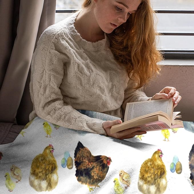Chicken Throw Blanket | Gifts for Kids Boys Girls | Plush Cozy Rooster Bed Blanket for Home Decor | Decor for Bed/Couch/Sofa | 40"x50" Animal Lover Gifts