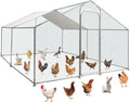 Large Metal Chicken Coop with Roof and Run for 12-18 Chickens, Walk-in Outdoor Chicken Runs for Yard with Waterproof Cover,Wire Mesh Poultry Cage as Hen House,Duck Coop,Rabbit Hutch