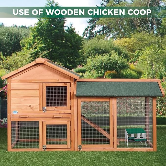 Garvee Chicken Nesting Boxes, 3 Hole Roll-Away Nesting Boxes for Chickens Coop with Perch, Hens, Ducks & Other Poultry,Egg Laying Box with Lid Cover to Protect Eggs,Easy to Assemble
