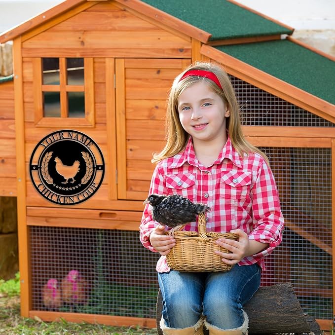 Custom Chicken Coop Metal Sign, Personalized Farmhouse Wall Decor, Vintage Fluffy Butt Hut Decor, Custom Name Sign for Farm, Gifts for Chicken Lovers
