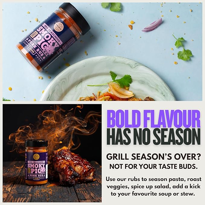 Smoky Pig BBQ Pork Rub - 100% Natural Seasoning - Perfect Blend Of Spices For Smoky BBQ And Grill Pork Dishes - Large Jar (220g)
