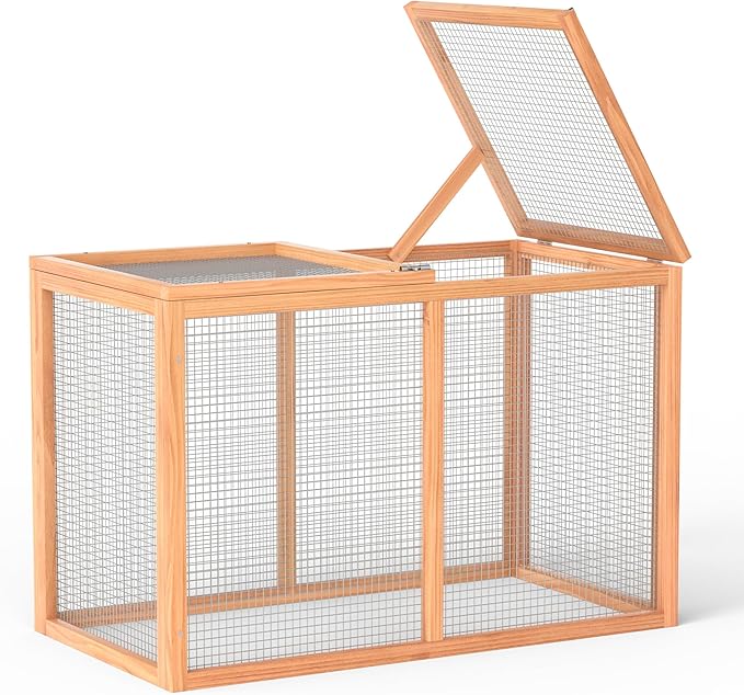 GOJOOASIS 40" Chicken Run Outdoor Wooden Chicken Coop Hen House Poultry Cage w/Wire Fence Indoor and Outdoor Use (B)