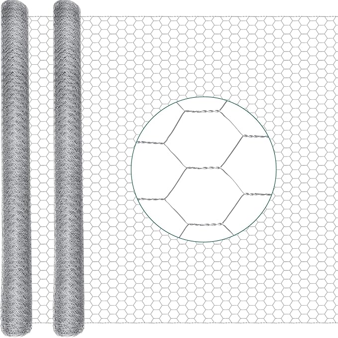 48 in x 100 ft Chicken Wire Fencing Metal Floral Chicken Wire Mesh for Crafts Poultry Garden, 1 Inch Hexagonal Galvanized Hardware Cloth Netting for Poultry Coop Barrier Rabbit Cage (Silver)