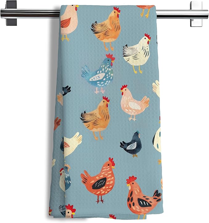 Chicken Floral Kitchen Dish Towels for Bathroom Decor, Chicken Gifts for Women Mom Lady,Farmhouse Cottage Core Decor Kitchen Hand Dish Towels Bathroom,16x24 Inch