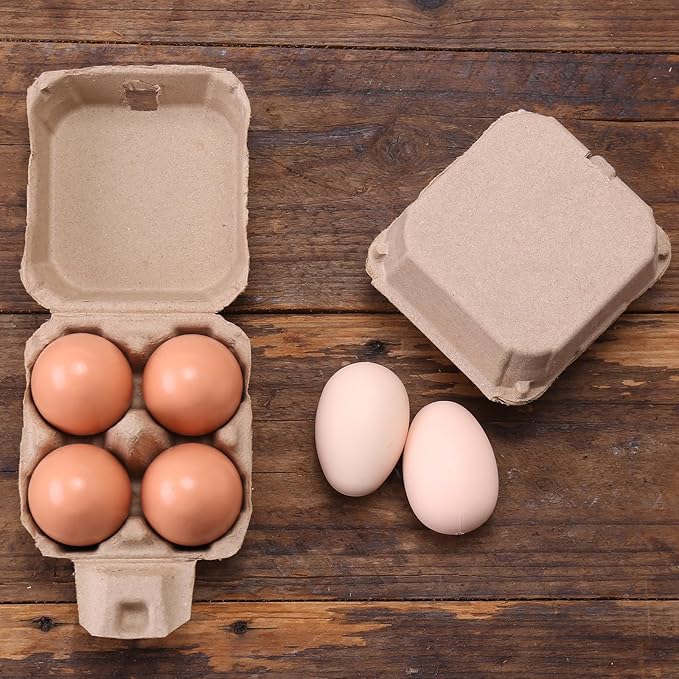 30 Pack Egg Cartons 4 Count, Cheap Bulk Pulp 4 Cell Containers Vintage Easter, 1/3 Dozen Sturdy Natural Kraft Paper Holder Box for Storage Fresh Chicken Huevo 2x2