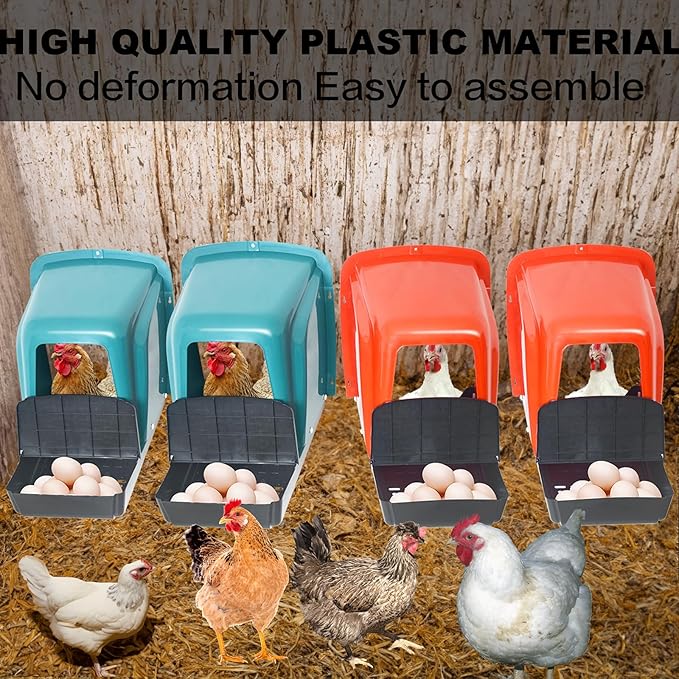 10-Pack Chicken Nesting Boxes with Perch, Roll-Out Laying Boxes for Hens,Egg Nesting Box for Chicken Coop, Large