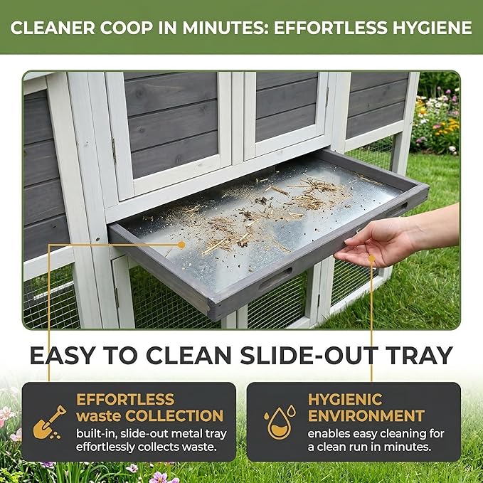 Predator-Proof Large Chicken Coop with Run for 6-10 Chickens | 150" Extra Large Wooden Hen House & Walk in Chicken Coop | Outdoor Duck Coop, Poultry Cage & Nesting Boxes | Jaulas para Gallinas