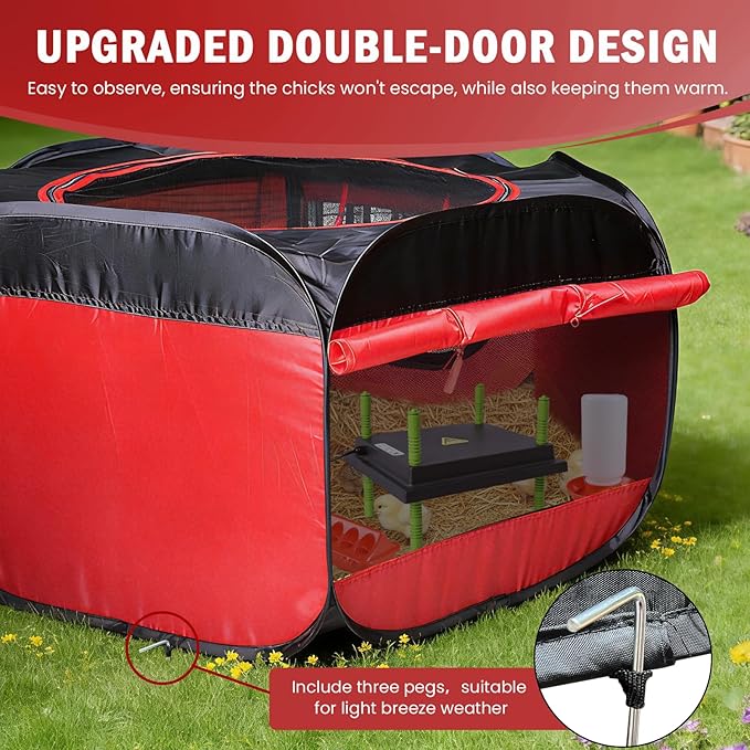 Chicken Brooder Box for Chick Starter Kit Upgrade Brooder Box for Chicks Brooder Tent with 10 * 12inch Brooder Heating Plate 4-in-1 Bundles with Chicken Feeder, Waterer (Brooder Set)