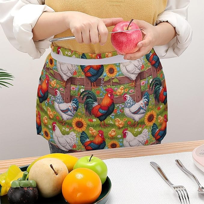 Half Apron with 3 Pockets Chef Cooking Kitchen Restaurant Aprons for Women Men